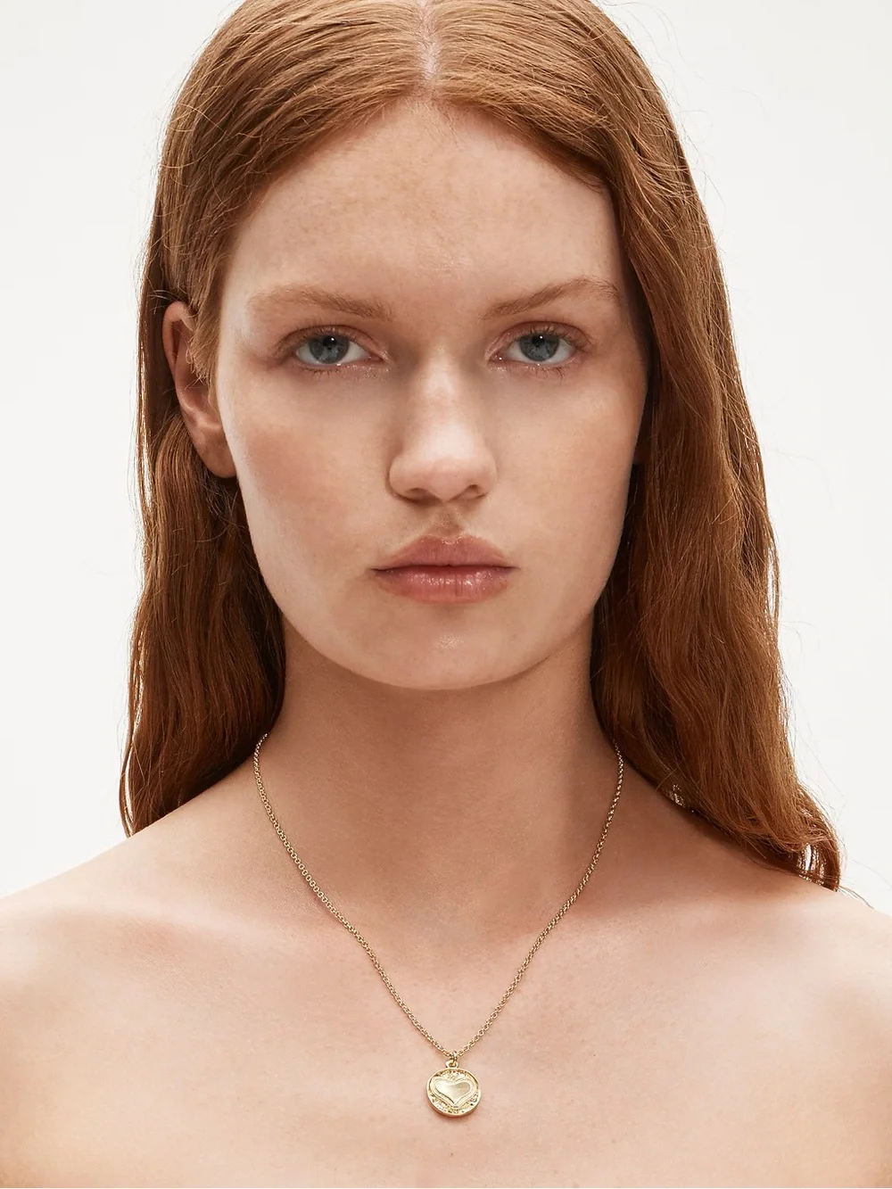 J. Crew Gold Heart Medallion Pendant Necklace